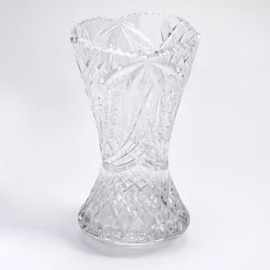 Ваза для цветов с рельефным декором, хрусталь, алмазная грань, СССР, 1970-1990 гг.