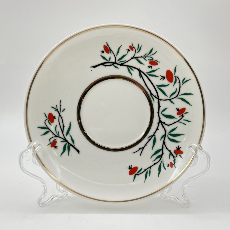 Пара кофейная "Птички", автор рисунка А.В. Щекатихина-Потоцкая, фарфор, деколь, золочение, Ленинградский фарфоровый завод (ЛФЗ), СССР, 1970-1986 гг.