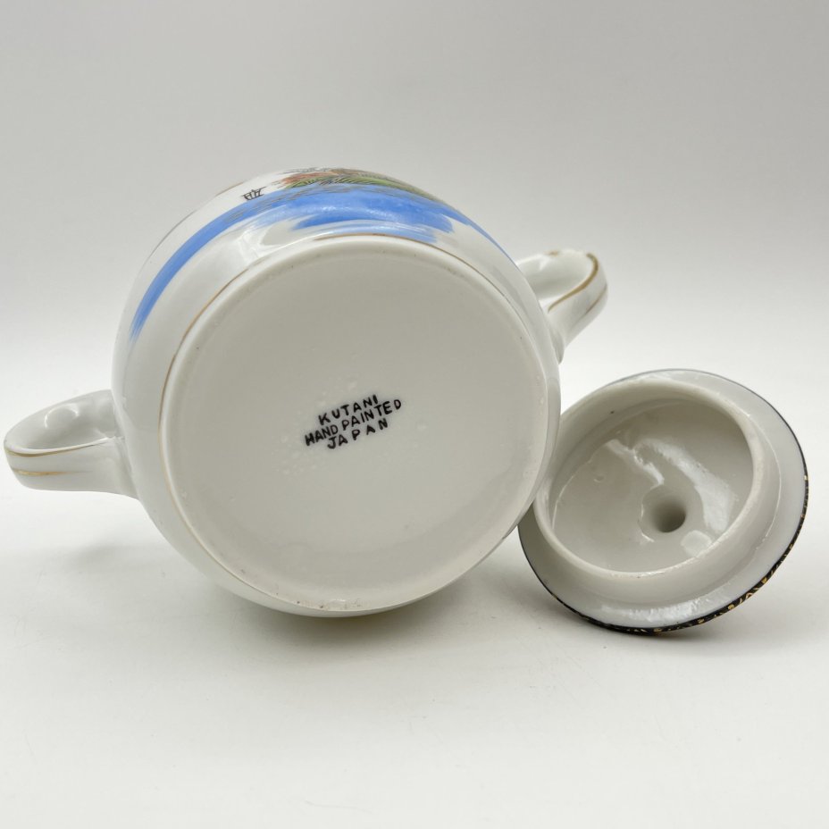 Сахарница с пейзажным декором, клеймо "Kutani hand painted Japan"