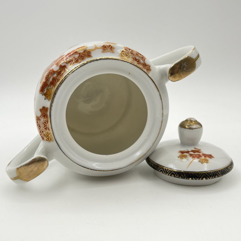 Сахарница с пейзажным декором, клеймо "Kutani hand painted Japan"