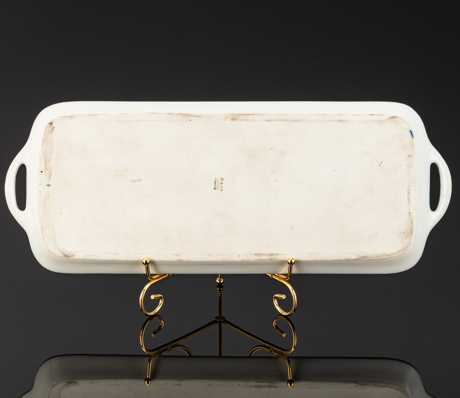 Рулетница, украшенная цветочным декором, фарфор, роспись, эмали, крытье кобальтом, золочение, Bernardaud, Франция, 1900-1930 гг.