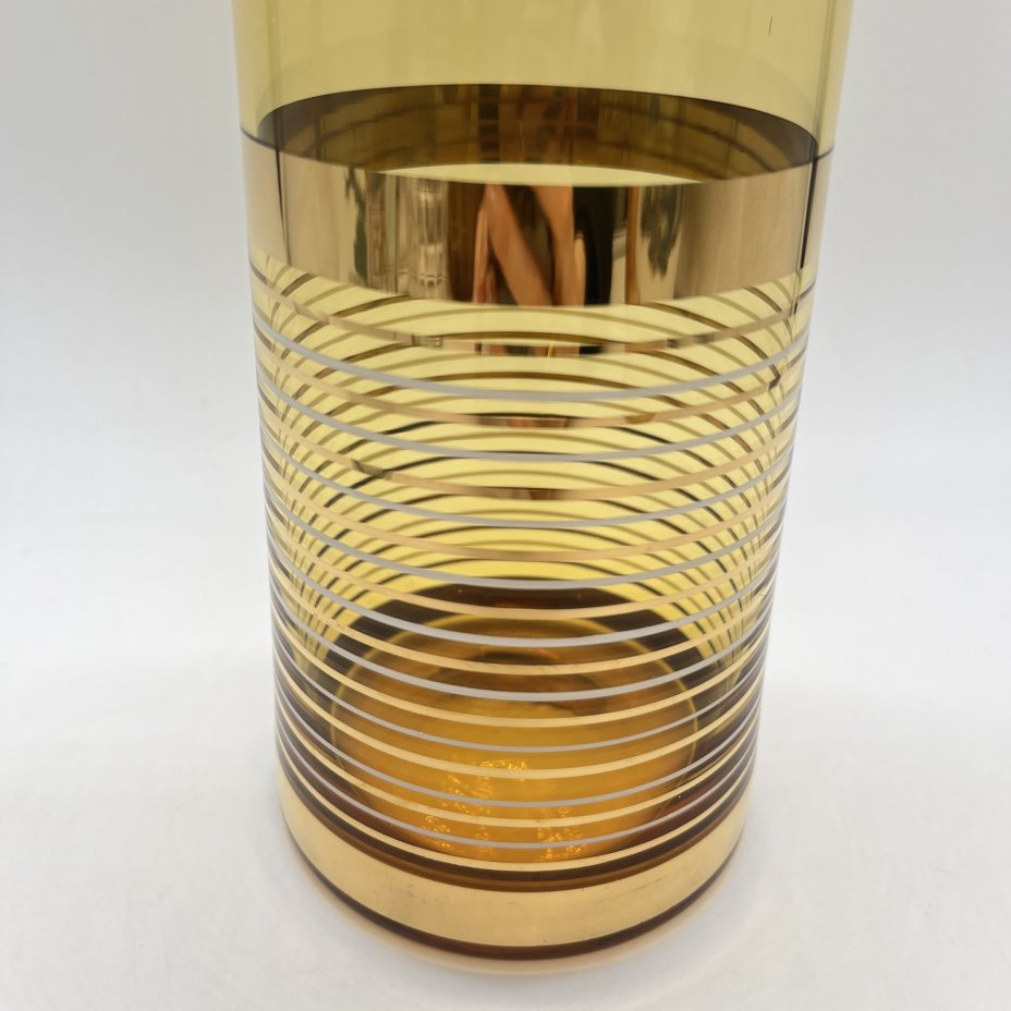 Ваза желтого оттенка с декором в полоску, Bohemia Crystal (Bohemia Glass)