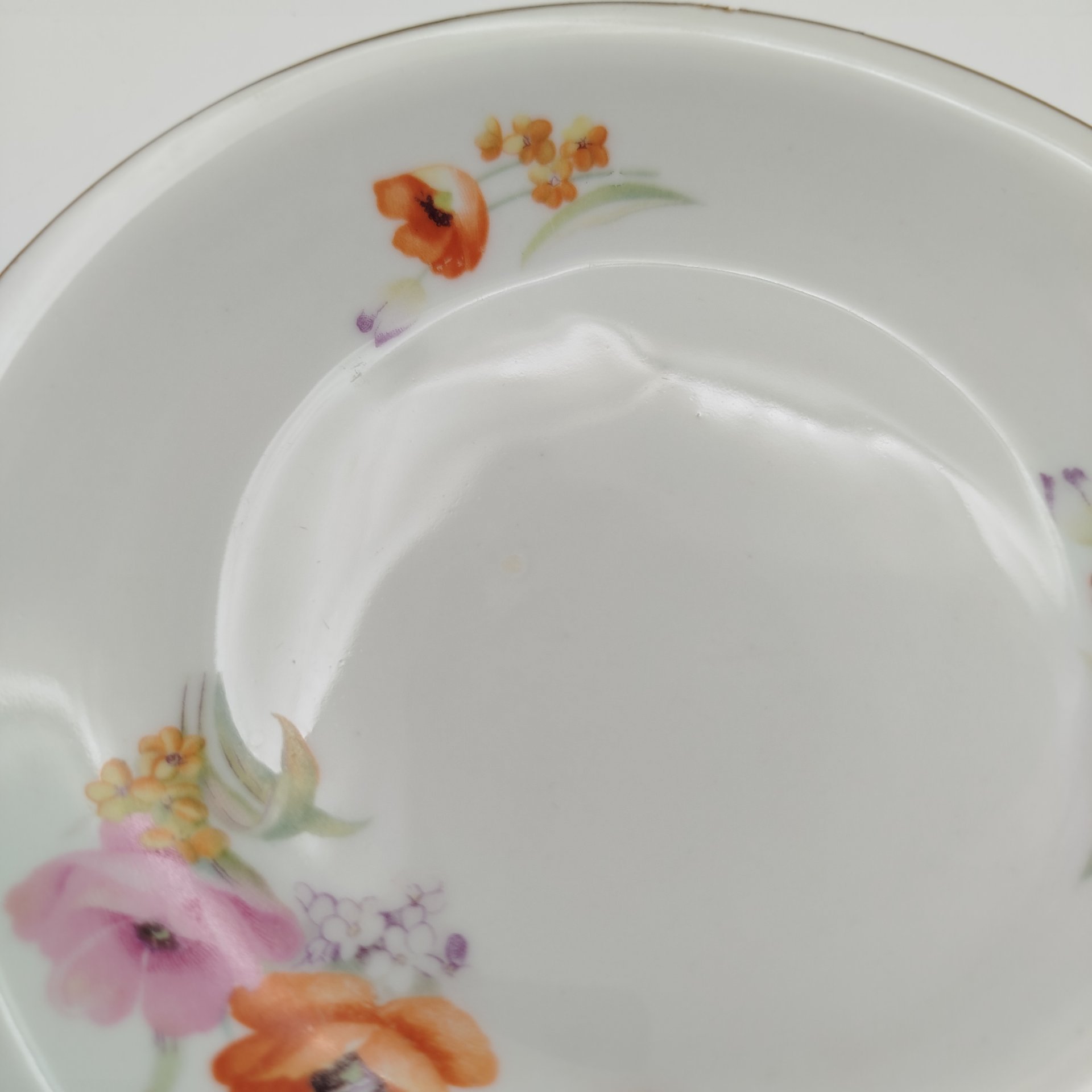 Набор из 12-ти десертных (пирожковых) тарелок с цветочным декором, фарфор, деколь, золочение, Chodziez, Польша, 1964-1990 гг.