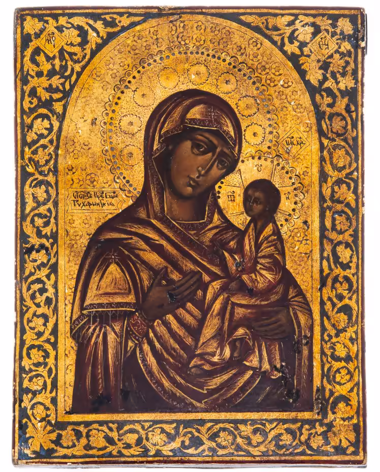 Икона Божией Матери "Тихвинская", дерево, темпера, Россия, 1970-1980 гг.