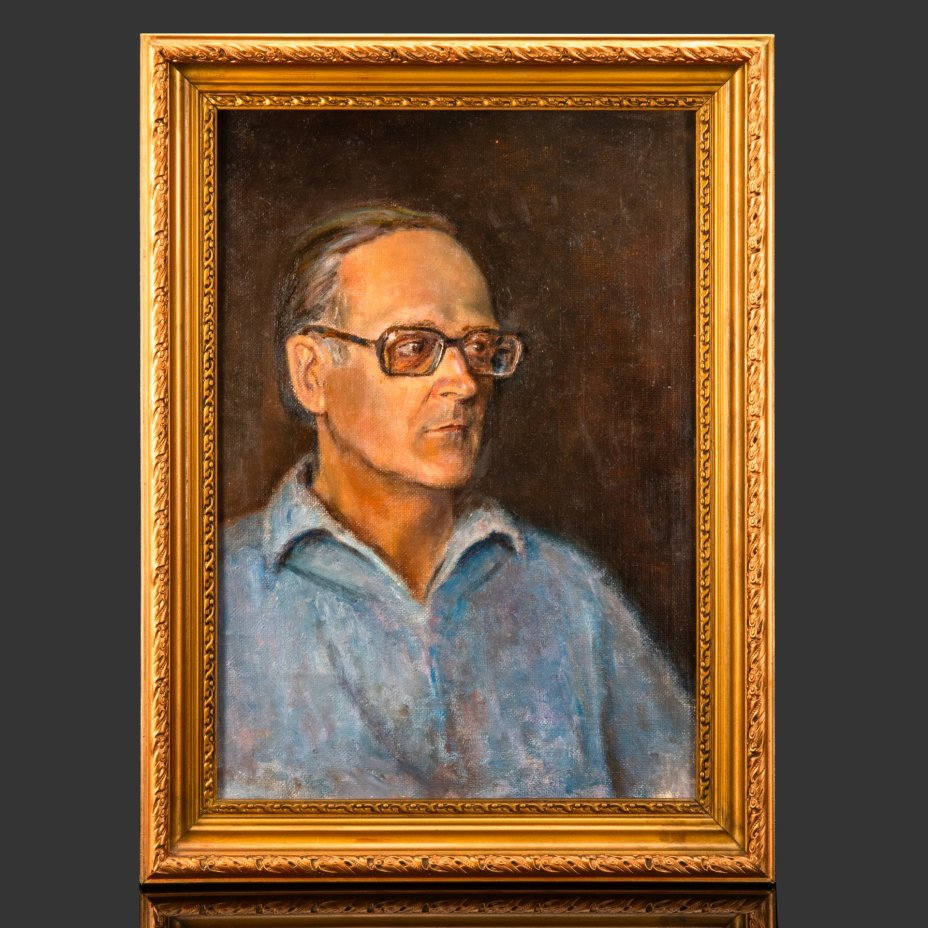 Картина "Портрет мужчины в очках" (название условное), холст на картоне, масло, СССР, 1980-2000 гг.