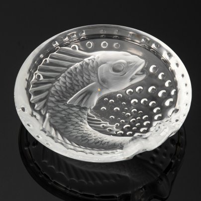 Пепельница настольная с изображением рыбы, хрусталь, травление, Lalique (Лалик), Lalique (Лалик)