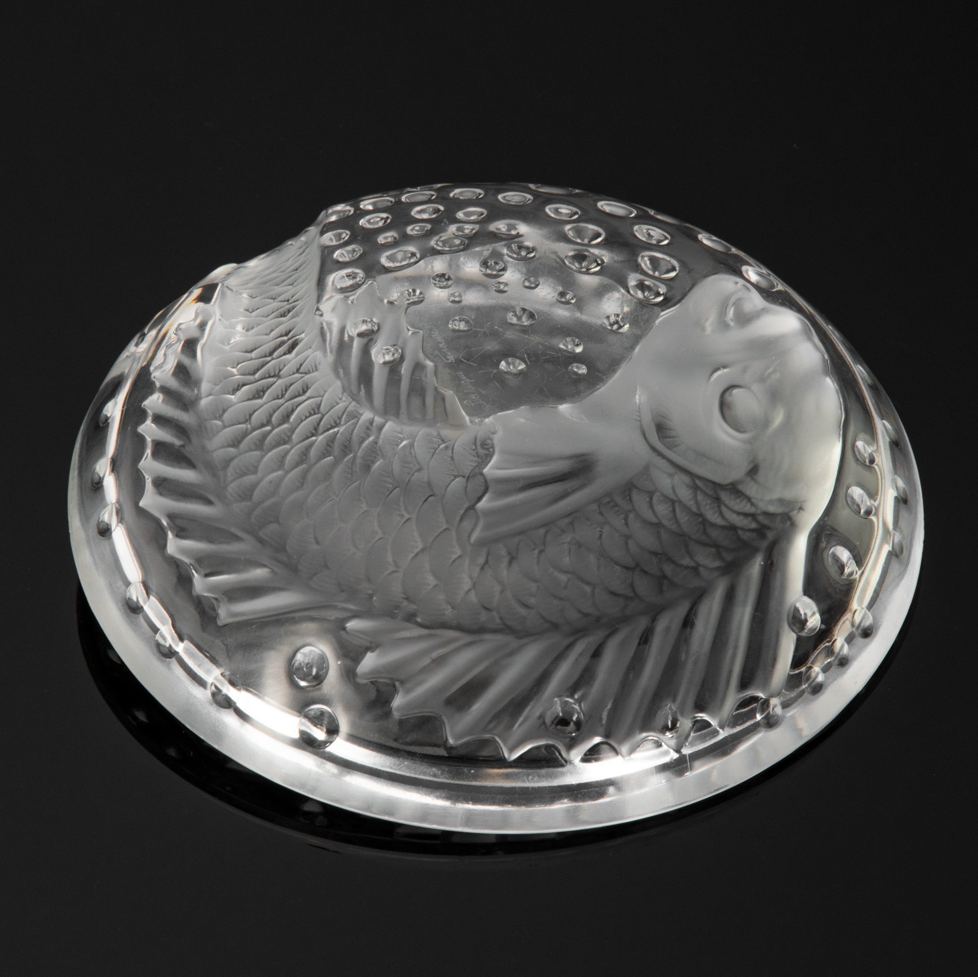 Пепельница настольная с изображением рыбы, хрусталь, травление, Lalique (Лалик), Lalique (Лалик)