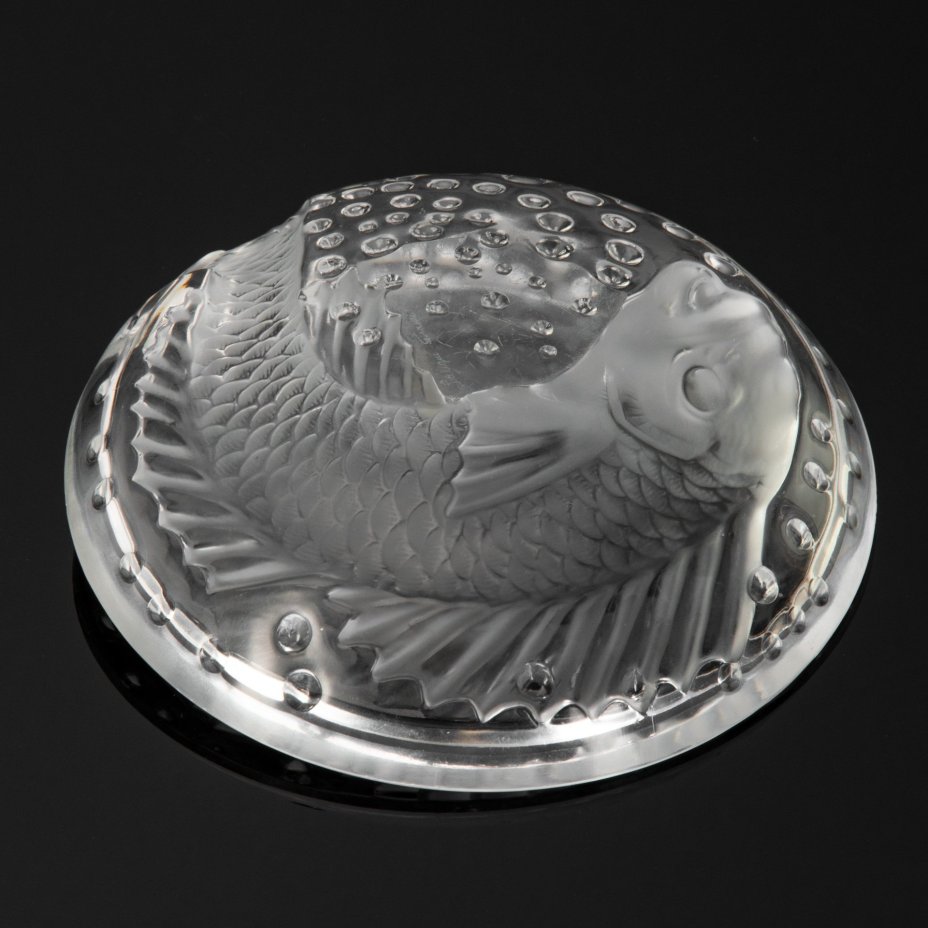 Пепельница настольная с изображением рыбы, хрусталь, травление, Lalique (Лалик), Lalique (Лалик)