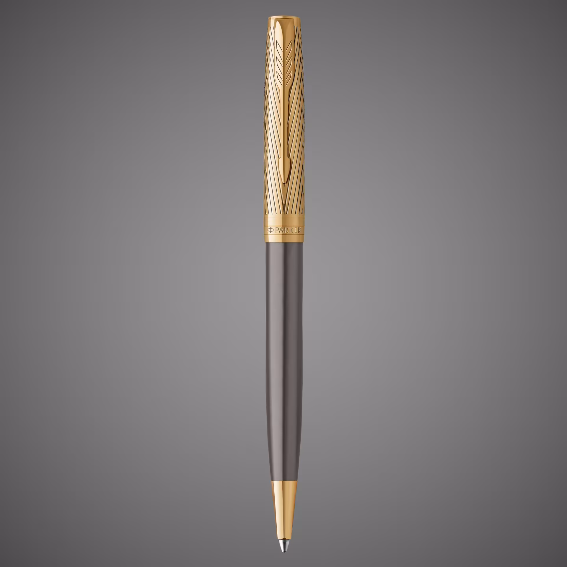 Шариковая ручка Parker Sonnet Pioneers K542 Gray and Gold, стержень: M, цвет чернил: black, в подарочной коробке