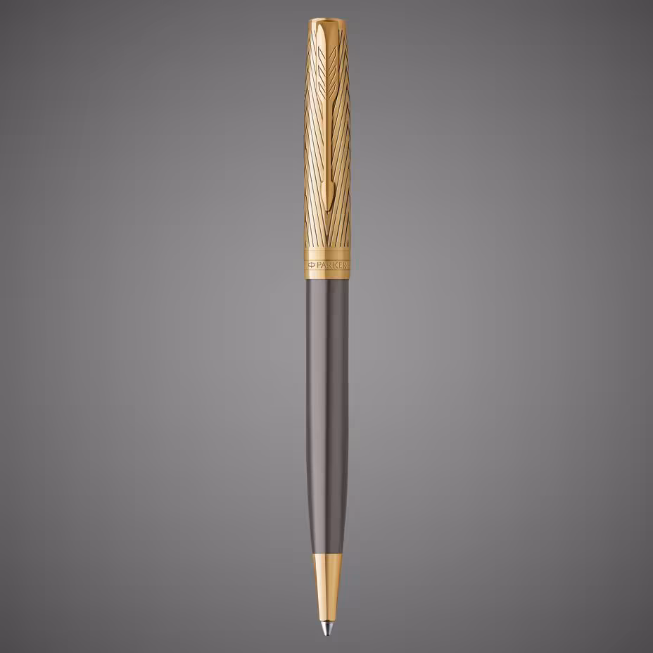 Шариковая ручка Parker Sonnet Pioneers K542 Gray and Gold, стержень: M, цвет чернил: black, в подарочной коробке