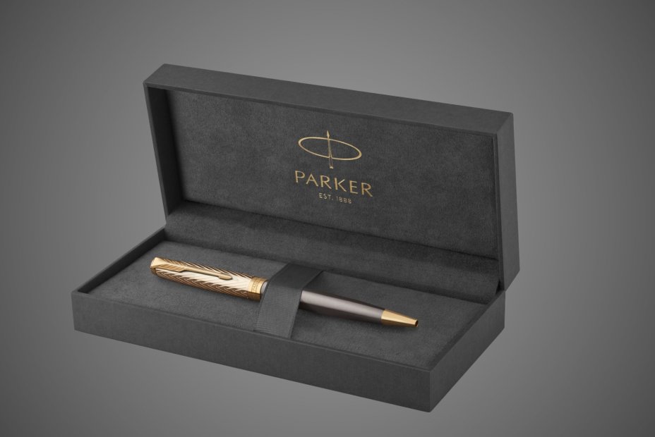 Шариковая ручка Parker Sonnet Pioneers K542 Gray and Gold, стержень: M, цвет чернил: black, в подарочной коробке