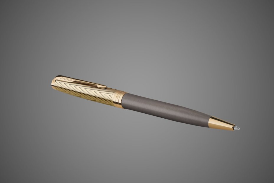 Шариковая ручка Parker Sonnet Pioneers K542 Gray and Gold, стержень: M, цвет чернил: black, в подарочной коробке