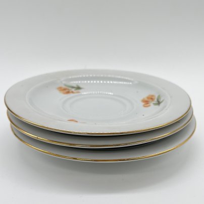 Набор из 3 блюдец с цветочным декором, фарфор, золочение, деколь, Kahla, ГДР, 1960-1980 гг.