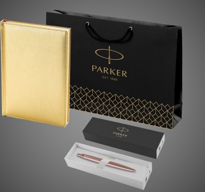 Подарочный набор: Jotter XL SE20 Monochrome в подарочной упаковке, цвет: Pink Gold, стержень Mblue и Ежедневник золотистый недатированный, Металлы: металл, нержавеющая сталь