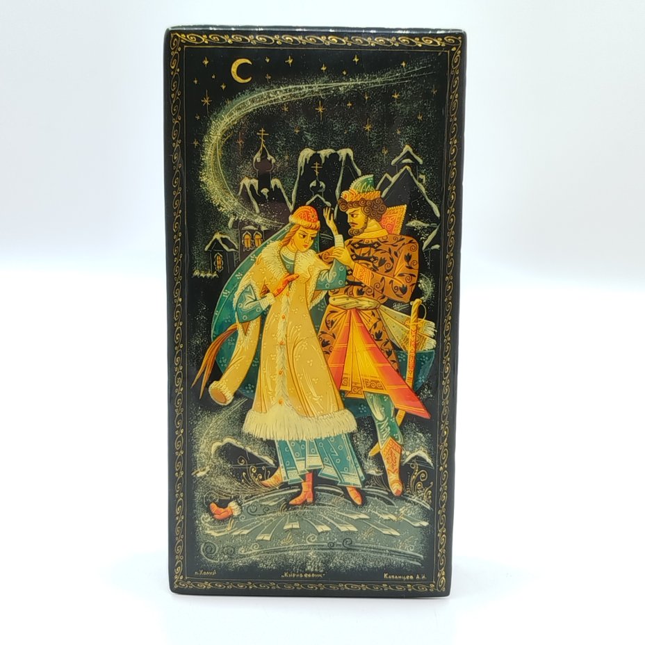 Шкатулка лаковая "Кирибеевич", автор росписи Казанцев А.И., Холуйская лаковая миниатюра