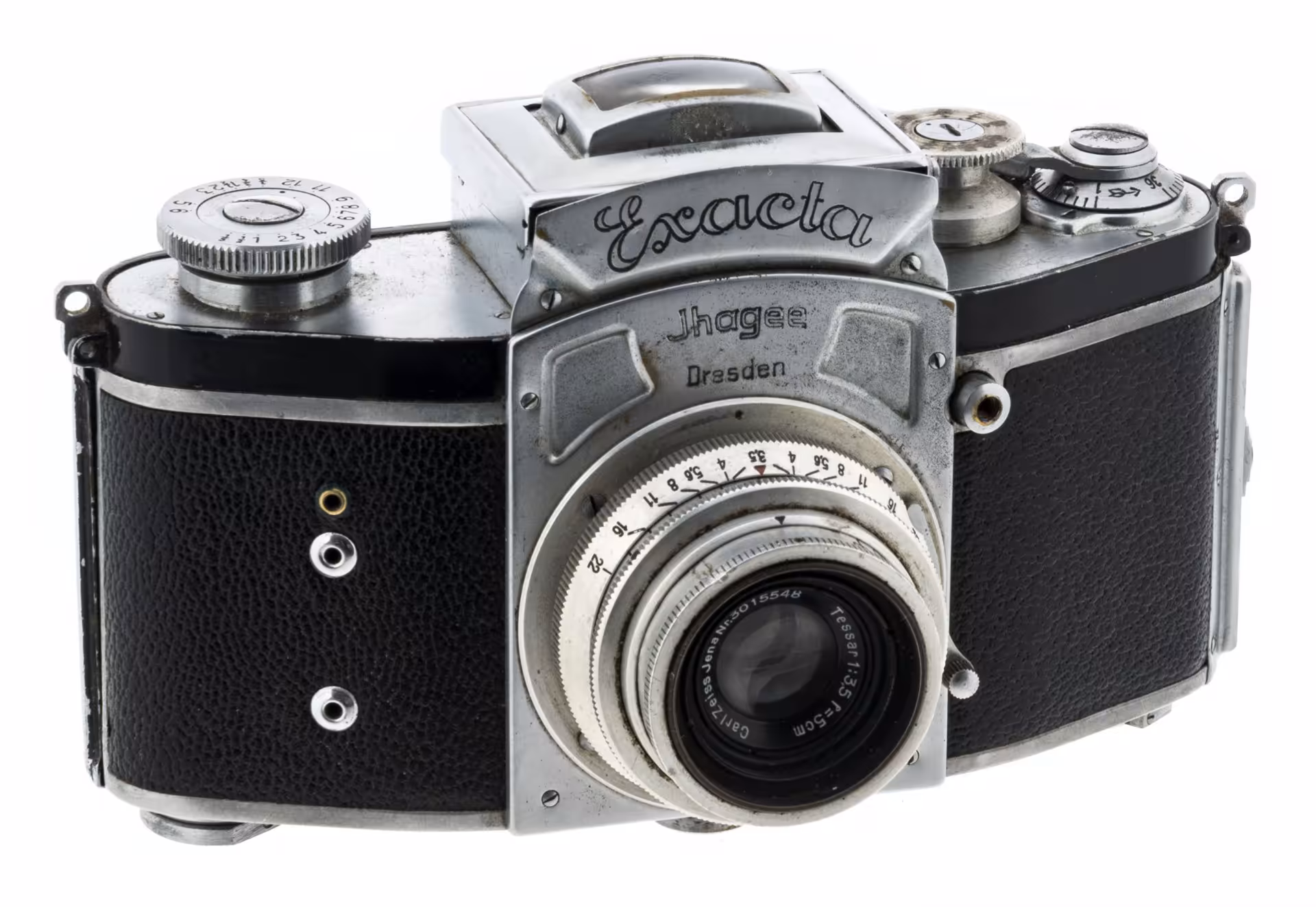 Фотоаппарат пленочный "Exacta Jhagee" c объективом "Carl Zeiss Jena" в оригинальном кофре, металл, стекло, кожа, Exacta, Германия, 1936-1951 гг., Ihagee