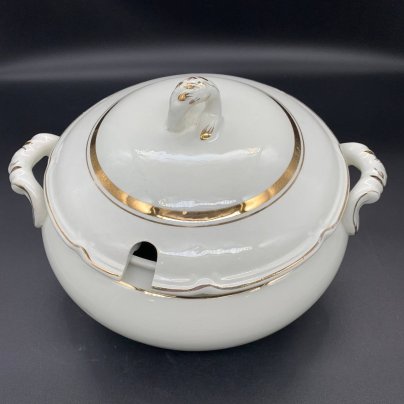 Супница с лаконичным декором, Конаковский фаянсовый завод им. М.И. Калинина (ЗиК Конаково)
