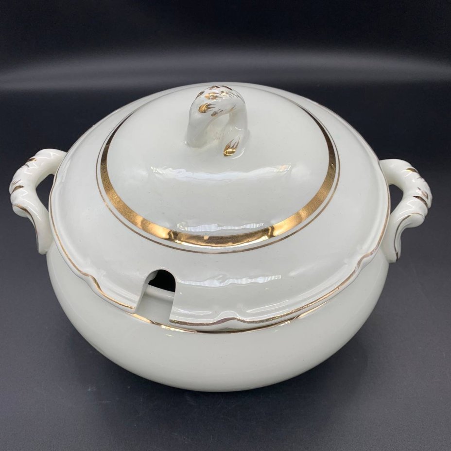 Супница с лаконичным декором, Конаковский фаянсовый завод им. М.И. Калинина (ЗиК Конаково)