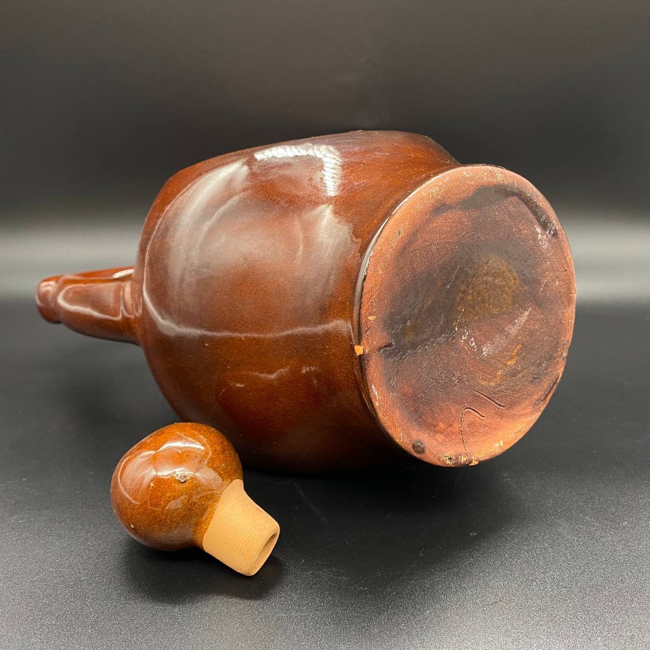 Кувшин (штоф) с цветочным декором, керамика, цветные поливы, СССР, 1970-1980 гг.