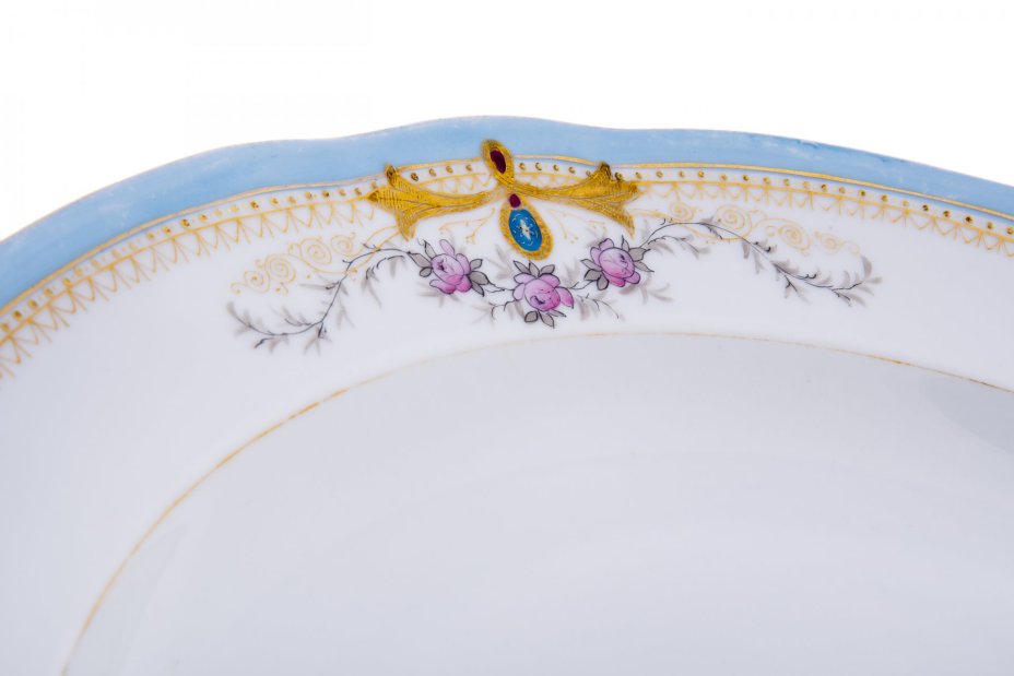 Набор из двух блюд для подачи, фарфор, роспись, золочение, цировка, завод М.С. Кузнецова, Российская Империя, 1889-1917 гг., Товарищество М.С. Кузнецова