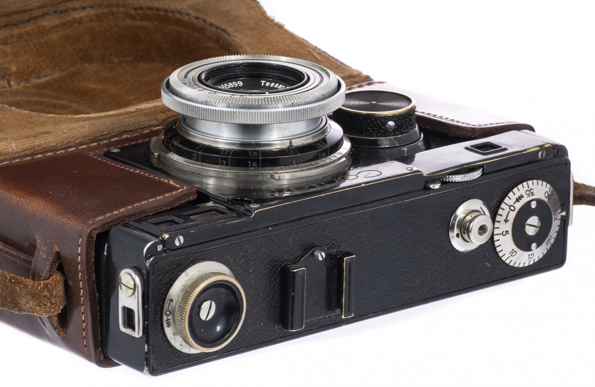 Фотоаппарат пленочный "Contax I" с объективом Carl Zeiss Jena Tesser 1:3,5 в оригинальном кофре, металл, компания "Zeiss Icon", Германия, 1932-1936 г., Carl Zeiss