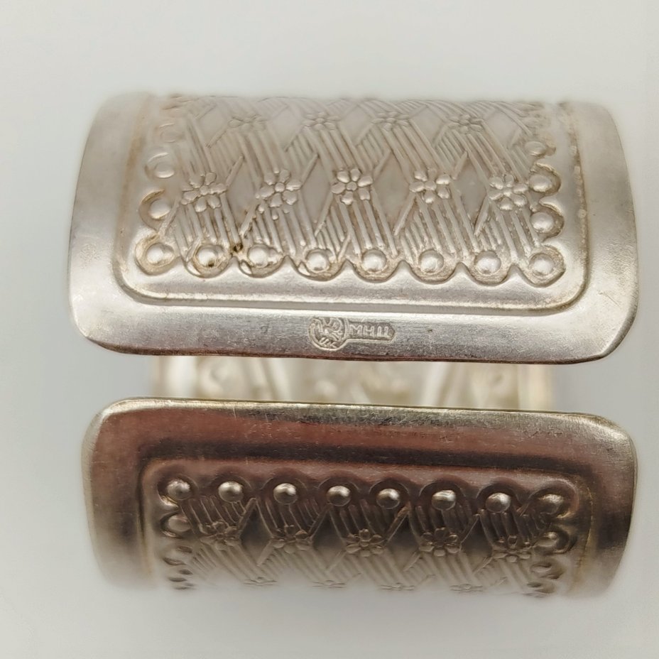 Набор винтажных колец для салфеток на 6 персон, украшенных растительным декором