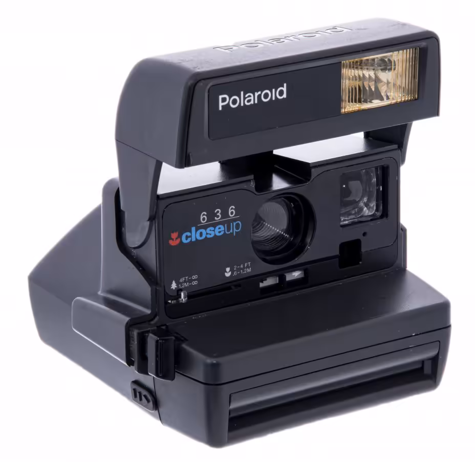 Фотоаппарат "Polaroid 636 Close Up" в оригинальной коробке с инструкцией, пластмасса, Великобритания, 1980-1990 гг., Polaroid