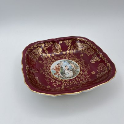 Блюдо (конфетница) "Мадонна" с растительным декором, фарфор, деколь, крытье, золочение, Oscar Schlegelmilch, ГДР, 1953-1972 гг.