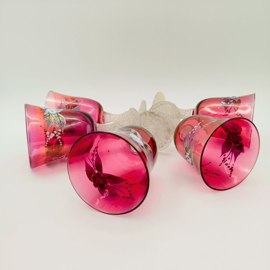 Набор для крепких напитков с цветочным декором и обсыпкой (графин и 5 бокалов)