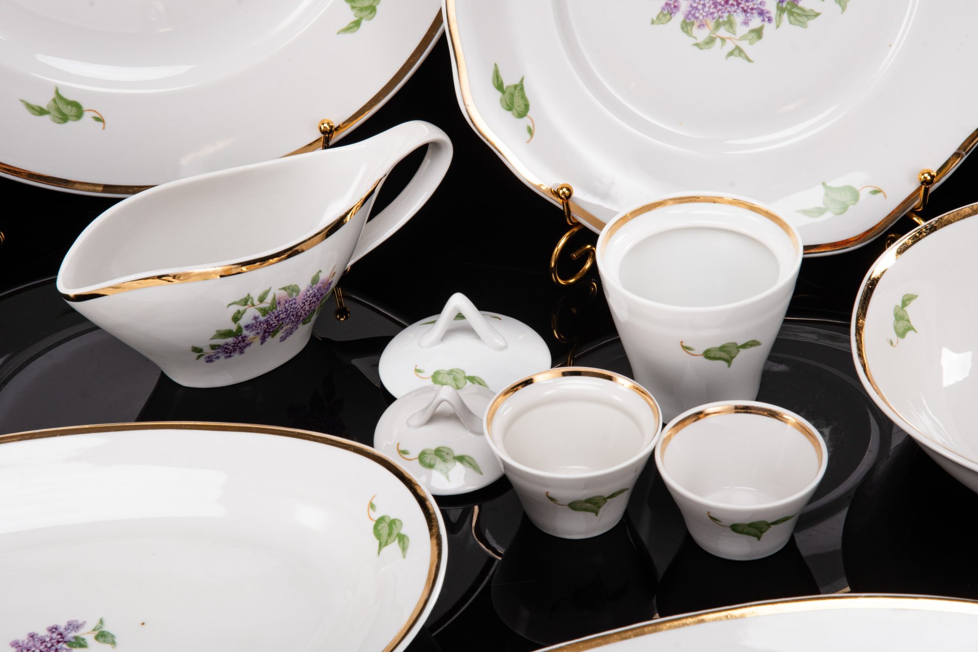 Сервиз обеденный "Сирень" на 6 персон (21 предмет), Дулевский фарфоровый завод (Дулёво)