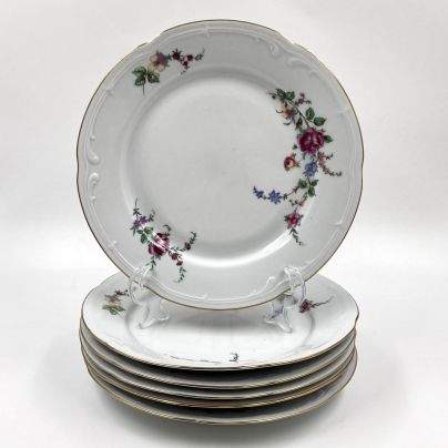 Набор из 6-ти тарелок с цветочным орнаментом, фарфор, деколь, золочение, Wloclawek (Влоцлавская фаянсовая фабрика), Польша, 1968-1992 гг.
