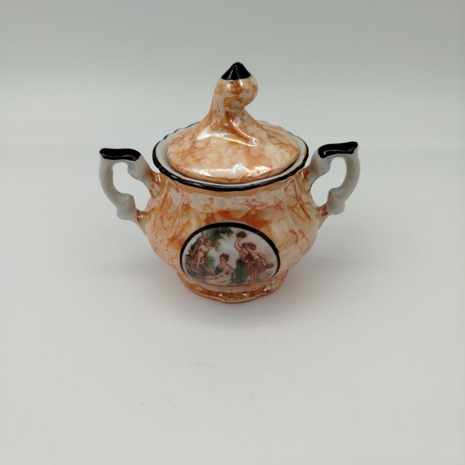 Набор кофейный "Мадонна" с декором в виде разводов (4 кофейные пары и сахарница)