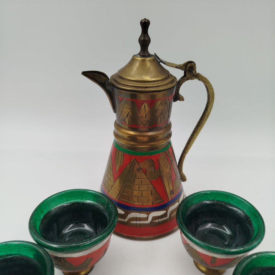Набор кофейный на 6 персон, украшенный достопримечательностями Египта