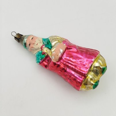 Игрушка елочная "Звездочет (Волшебник с петухом)", стекло, роспись, СССР, 1950-1970 гг.