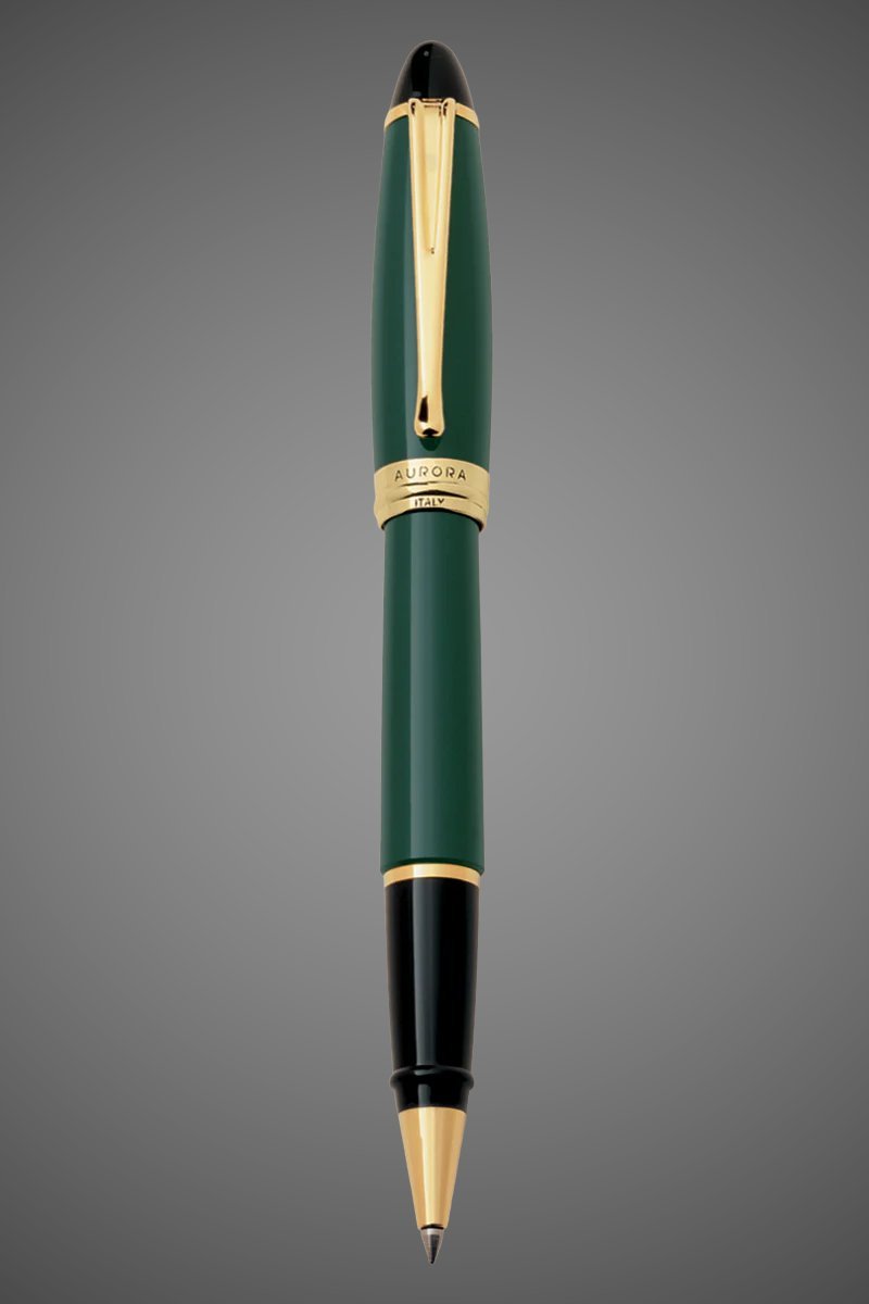 Ручка-роллер Aurora Ipsilon Resin Green GT, в подарочной коробке, Лаки и смолы: лак, позолота, позолота, смола