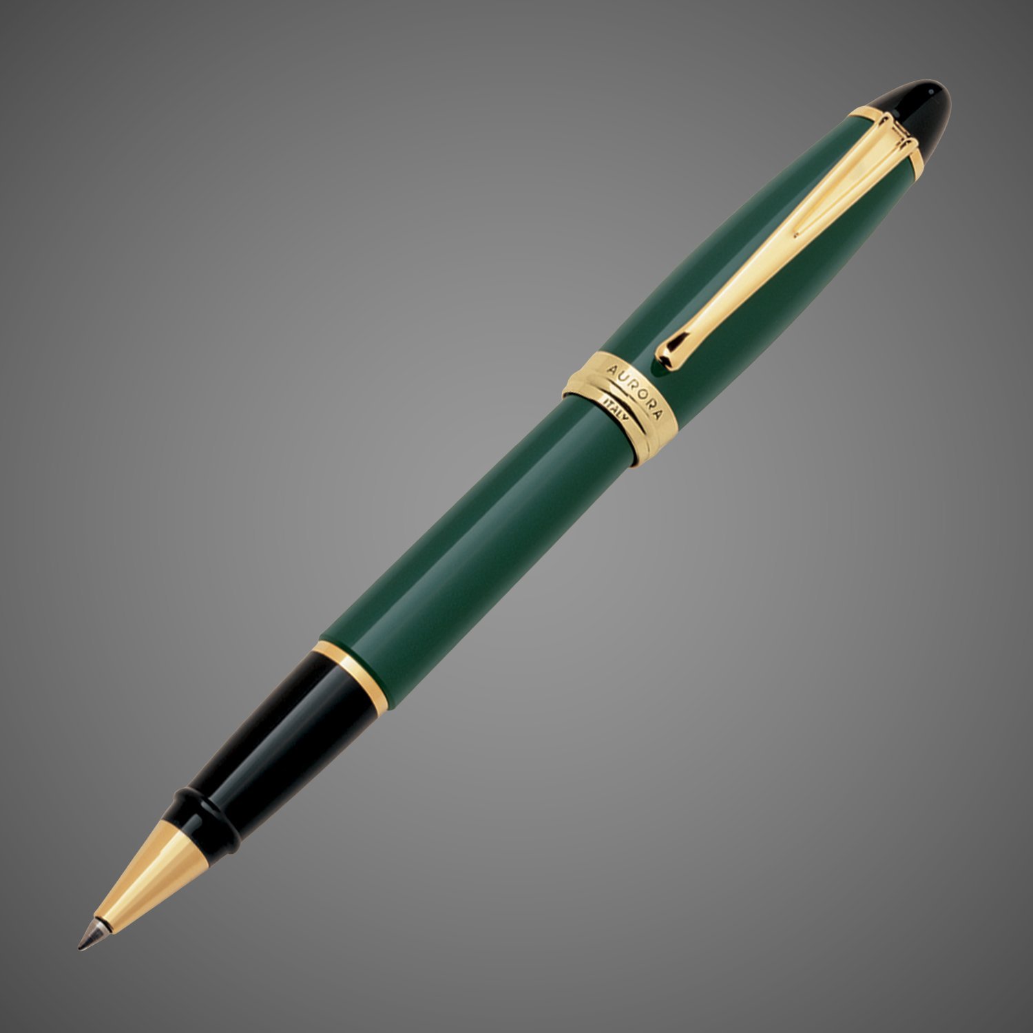 Ручка-роллер Aurora Ipsilon Resin Green GT, в подарочной коробке, Лаки и смолы: лак, позолота, позолота, смола
