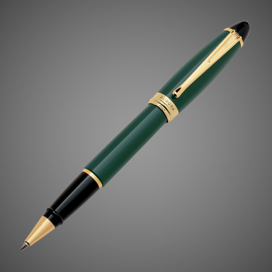 Ручка-роллер Aurora Ipsilon Resin Green GT, в подарочной коробке, Лаки и смолы: лак, позолота, позолота, смола