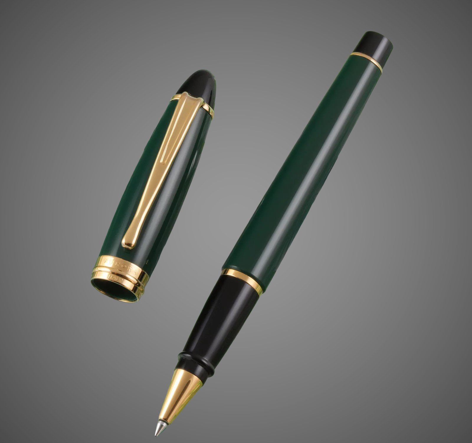 Ручка-роллер Aurora Ipsilon Resin Green GT, в подарочной коробке, Лаки и смолы: лак, позолота, позолота, смола