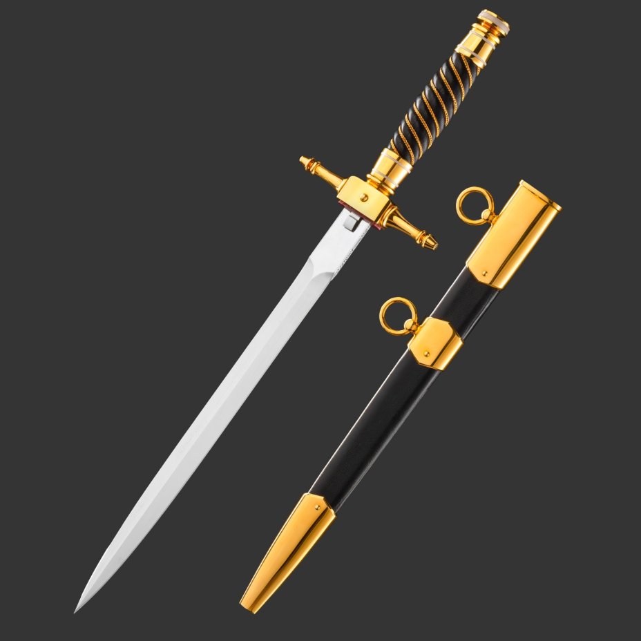 Кортик "65 лет Победы", сталь, латунь, дерево, кожа, золочение; в деревянном подарочном коробе с бархатным ложементом, Российская Федерация, 2010 г.