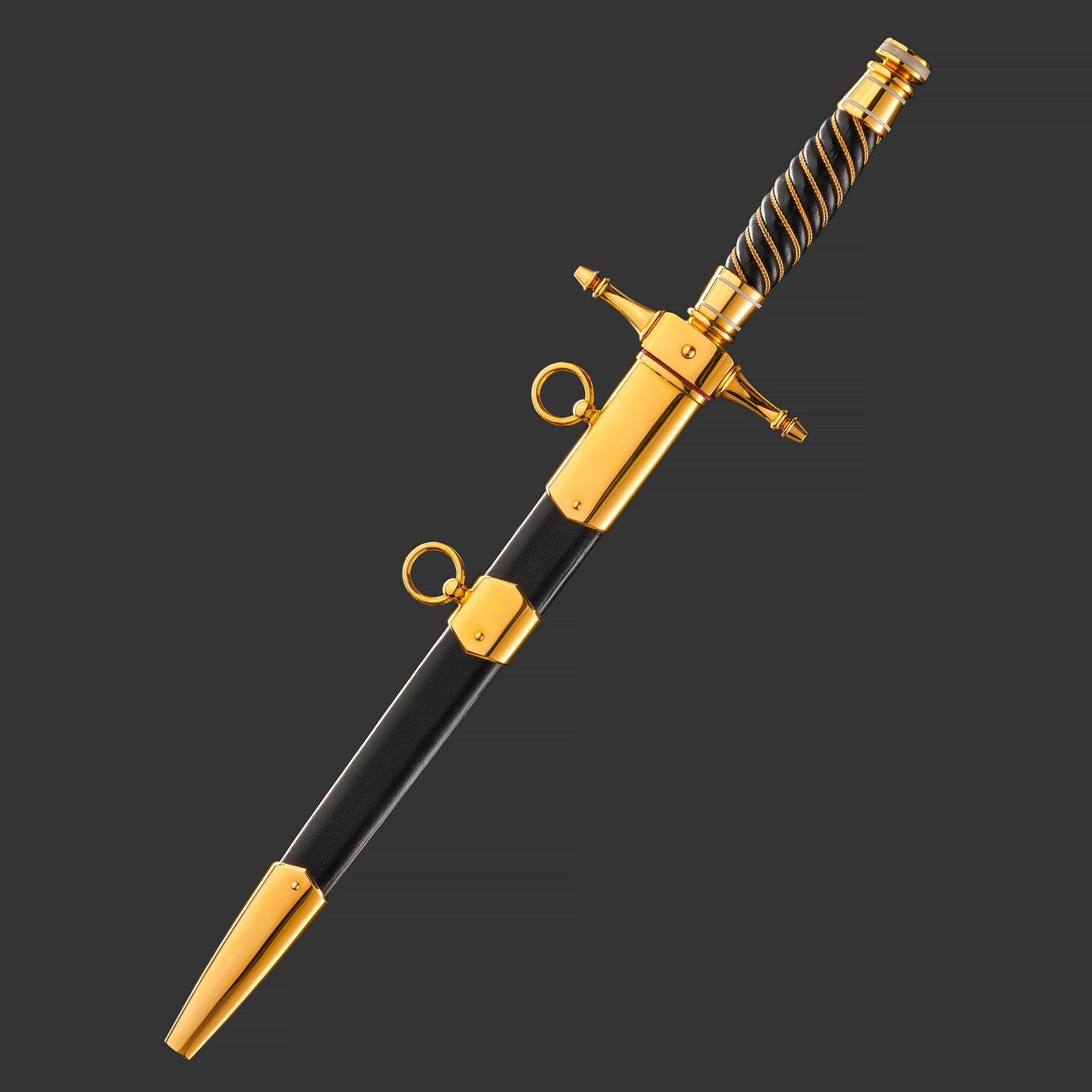 Кортик "65 лет Победы", сталь, латунь, дерево, кожа, золочение; в деревянном подарочном коробе с бархатным ложементом, Российская Федерация, 2010 г.