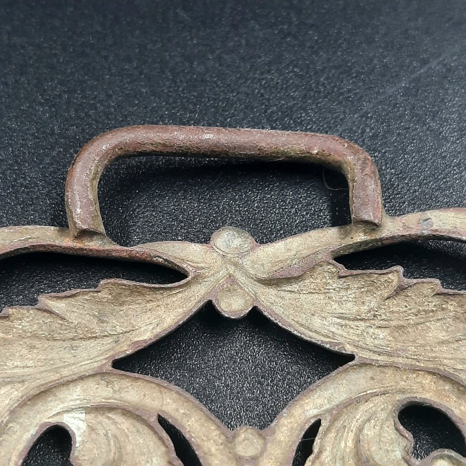 Пряжка женская поясная с ажурными растительными элементами и изображением дельфинов