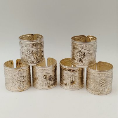 Набор винтажных колец для салфеток на 6 персон, украшенных растительным декором