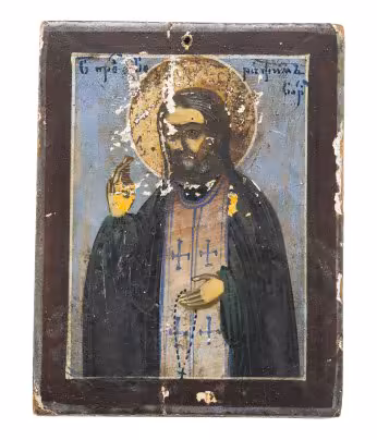 Икона "Преподобный Серафим Саровский", дерево, Российская Империя, 1903-1917 гг.