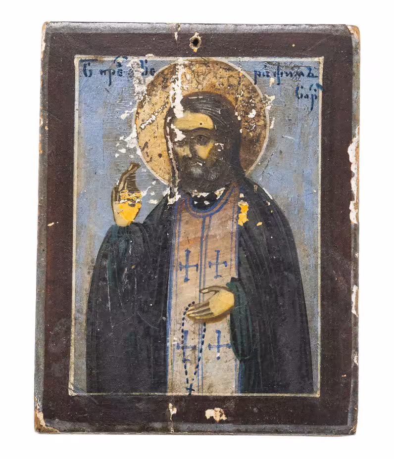 Икона "Преподобный Серафим Саровский", дерево, Российская Империя, 1903-1917 гг.