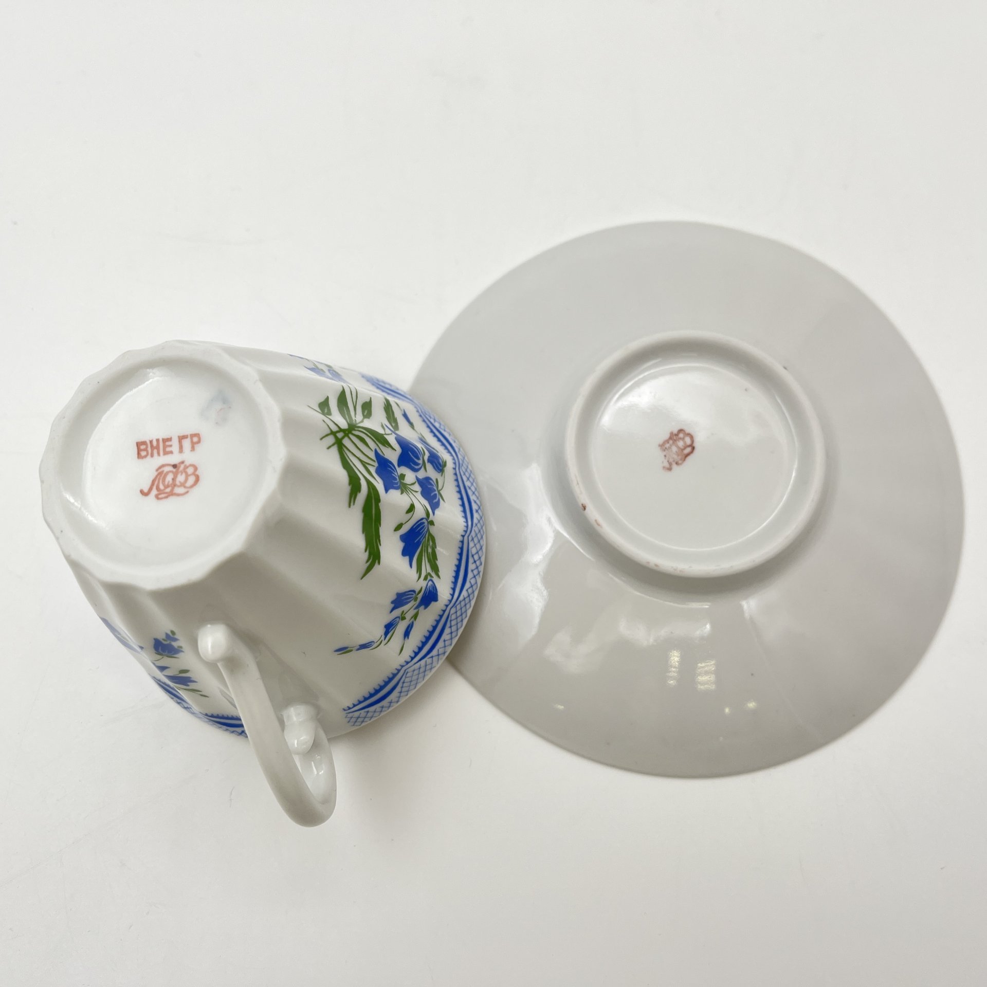 Пара чайная "Колокольчики", форма "Лучистая"