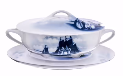 Супница с блюдом-подставкой из серии "Old dutch", фарфор, роспись, мануфактура "Rosenthal", Германия, 1891-1906 гг., Rosenthal (Розенталь)