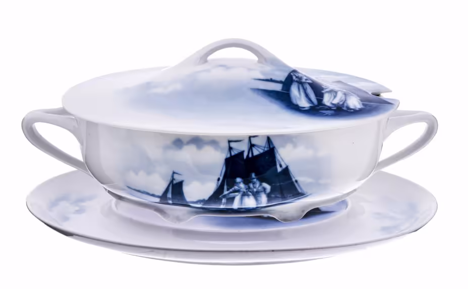 Супница с блюдом-подставкой из серии "Old dutch", фарфор, роспись, мануфактура "Rosenthal", Германия, 1891-1906 гг., Rosenthal (Розенталь)