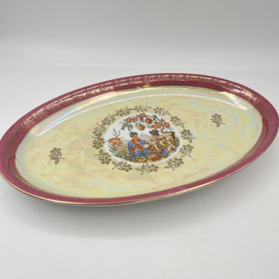 Блюдо сервировочное овальной формы из сервиза "Гейша", фарфор, люстр, деколь, золочение, Spezial Eisenberg Porzellan (SEP), ГДР, 1960-1980 гг.