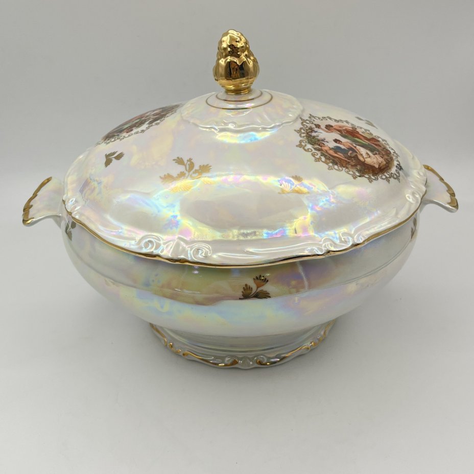 Супница "Мадонна", фарфор, деколь, люстр, золочение, Kahla, ГДР, 1960-1980 гг.