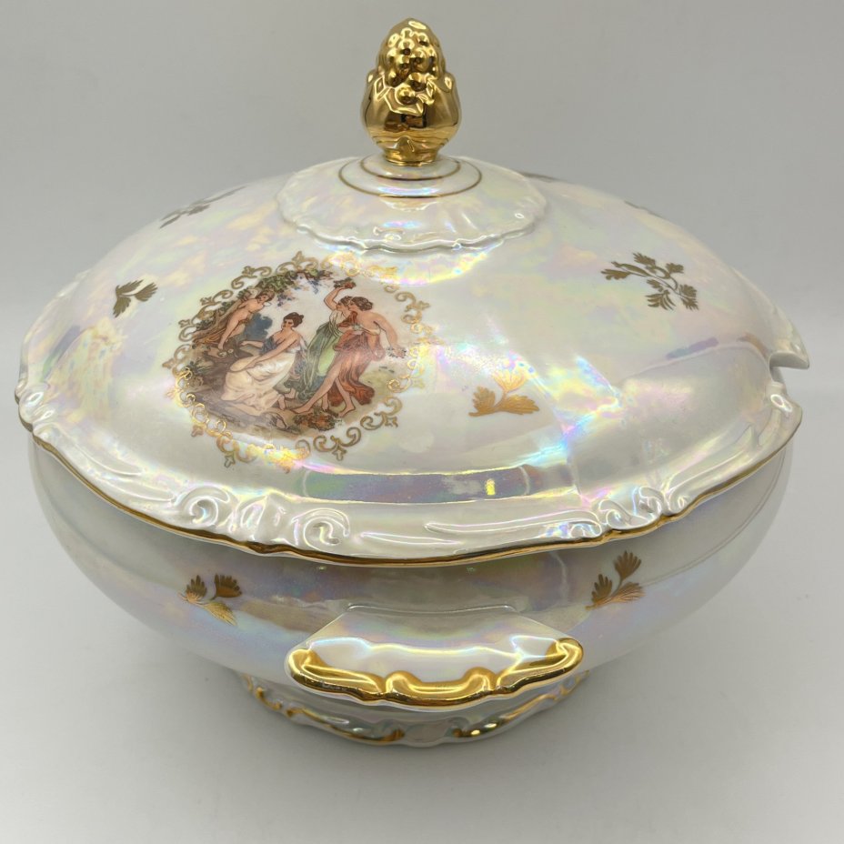 Супница "Мадонна", фарфор, деколь, люстр, золочение, Kahla, ГДР, 1960-1980 гг.